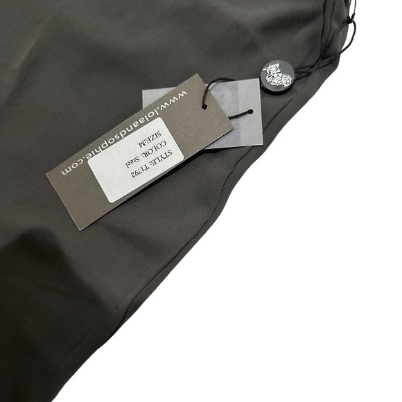 LOLA & SOPHIE New Gray Tied Neck Secretary Turtleneck Silky Peasant Blouse Flaw - Picture 8 of 12